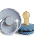 FRIGG Rope Natural Rubber Pacifier 2-Pack in Powder Blue/Ocean View by Mushie.
