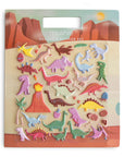 A reusable sticker set featuring various colorful dinosaur designs on a cardboard backing with a 'Mushie' logo at the top.