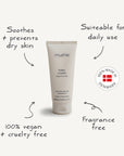 Mushie Baby Cream tube for dry skin, featuring Danish origin on the label.