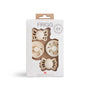 Product Image of 4 Cream pacifiers packaged into a Moonlight Cream Baby's First Pacifier Set on a white background.