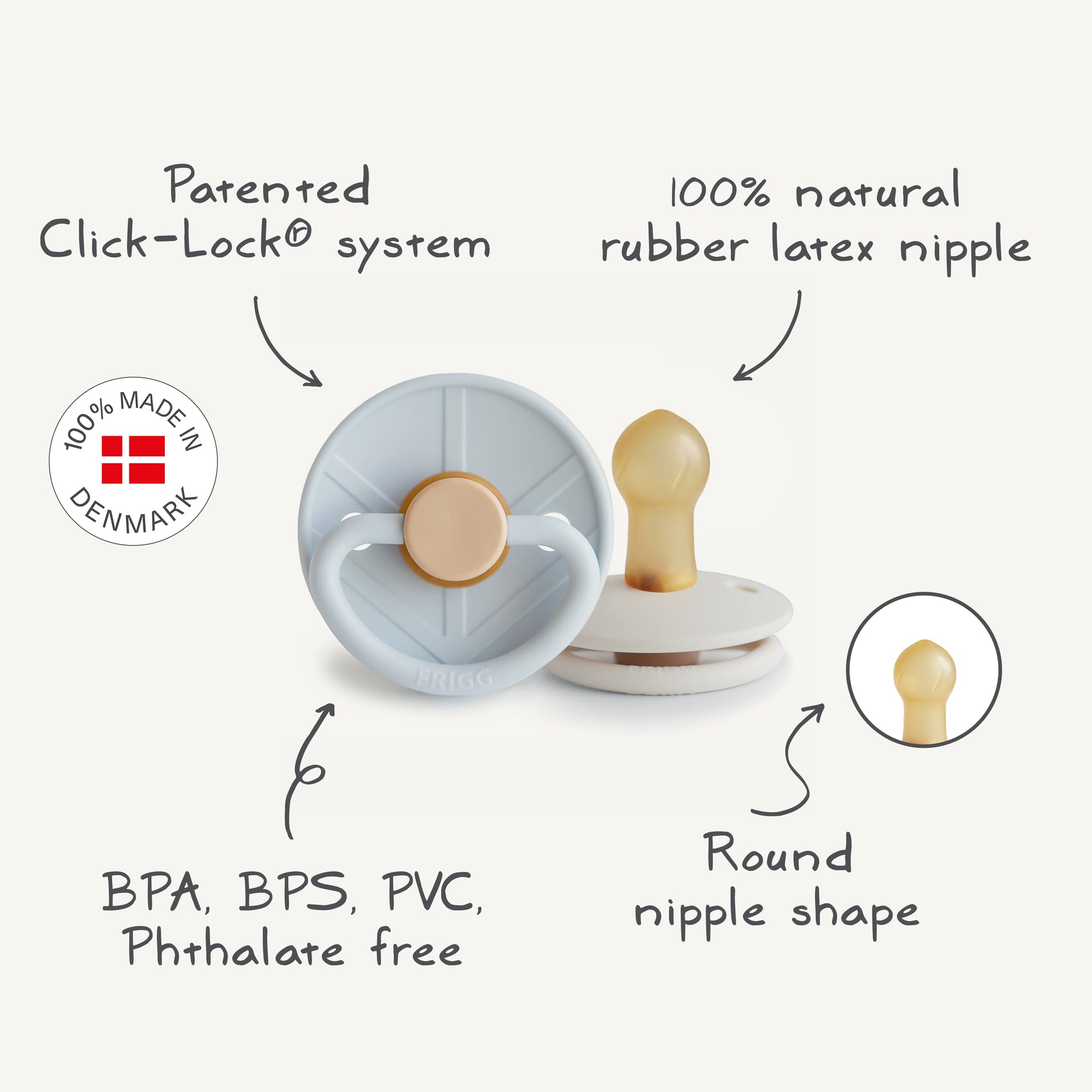 FRIGG Little Viking Natural Rubber Pacifier 2-Pack