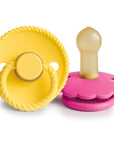 FRIGG Rope/Daisy Natural Rubber Pacifier (Sunflower/Fuchsia) 2-Pack (6-18 Months)