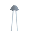 Mushie Training Chopsticks in Tradewinds color for toddlers, shown on a white background.