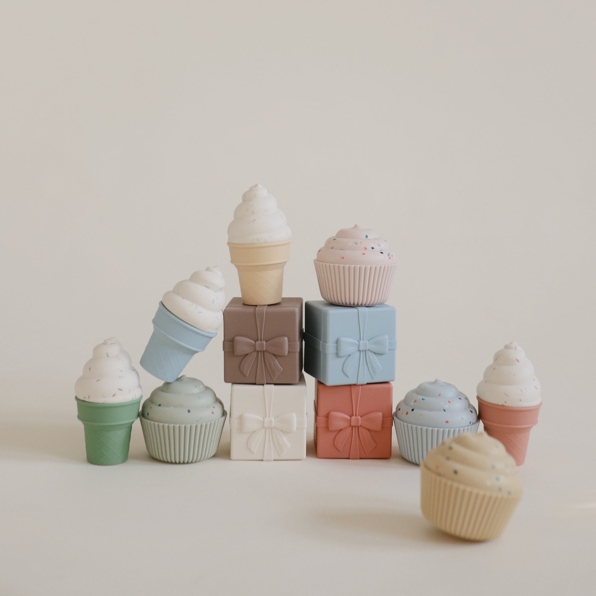 Mix and Match Toy by mushie: Stack to build color matching and fine motor skills.