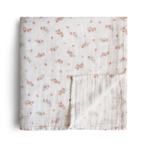 Pink Flowers Organic Cotton Swaddle
